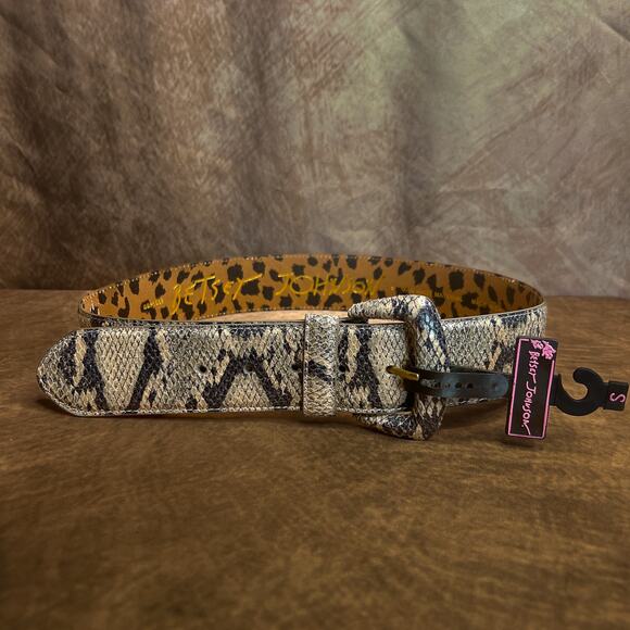 Betsey Johnson Faux Snakeskin Belt Leopard Print Interior Women's S NWT Punk Y2K - Picture 1 of 8